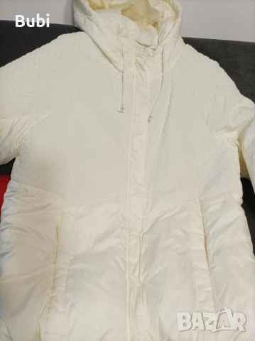 Плътно шушляково макси яке с ефектна горна част-шампанско НАМАЛЕНО , снимка 7 - Якета - 52006122