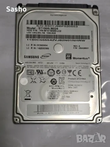 хард 1TB 2.5" Sata 100% живот., снимка 2 - Твърди дискове - 49013312