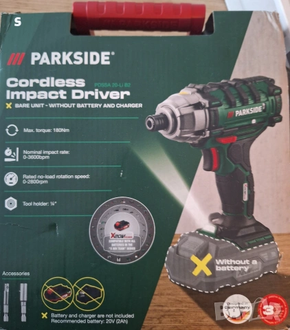 акумулаторен ударен винтоверт 20В импакт на Parkside 20V 180n
