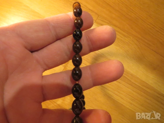 Броеница, тъмно кафява османска броеница с орнаменти, турска броеница  с 33 мъниста, снимка 2 - Антикварни и старинни предмети - 50741502