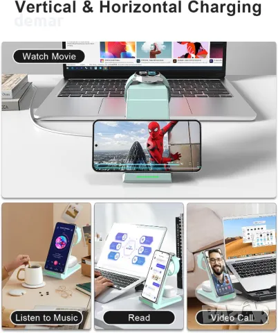 ADADPU 3v1 зарядна станция, Samsung Galaxy, Galaxy Watch, Galaxy Buds, снимка 2 - Безжични зарядни - 49792804