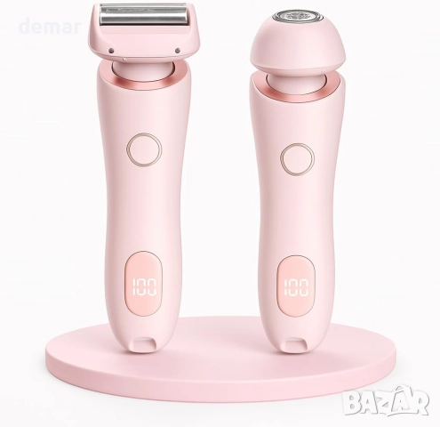 2 в 1 електрическа самобръсначка за жени и тример за бикини зона–водоустойчива, безболезнена, розова