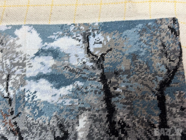 Ушит Гоблен "Зимна разходка"-35 см х 24,5 см, снимка 4 - Гоблени - 54068805