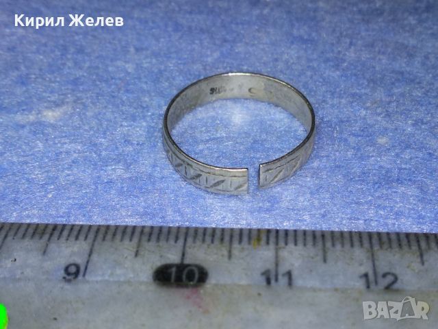 СТАРИНЕН ОРНАМЕНТИРАН АНГЛИЙСКИ СРЕБЪРЕН ПРЪСТЕН ХАЛКА СРЕБРО STERLING SILVER РЕГУЛИРУЕМ 39992, снимка 4 - Антикварни и старинни предмети - 46222882