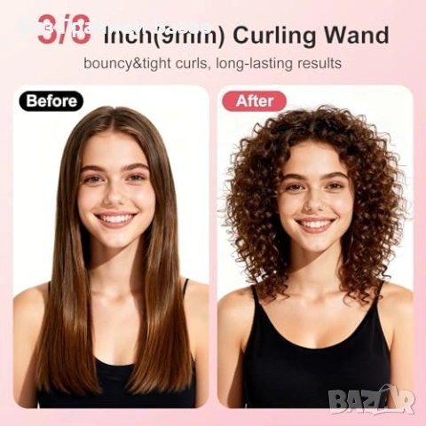 Нова Тънка маша 9мм за стегнати къдрици коса PTC 30сек 14 нива прическа, снимка 2 - Маши за коса - 53665605