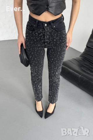 Дънки с камъни mom fit , снимка 6 - Дънки - 52322360