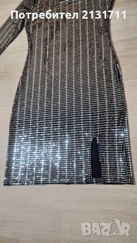 Къса рокля по тялото в сребристо , снимка 7 - Рокли - 52426746