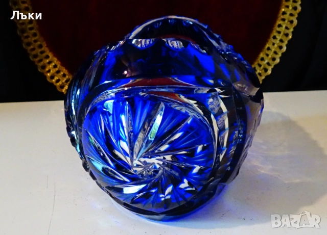Бонбониера,оловен кобалтов кристал,ръчно шлифована 1 кг. , снимка 7 - Антикварни и старинни предмети - 52135925