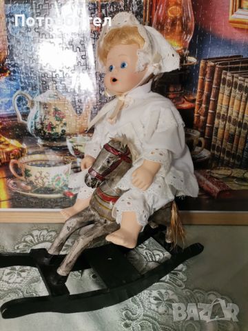 Порцеланова кукла с конче, снимка 2 - Кукли - 45572958