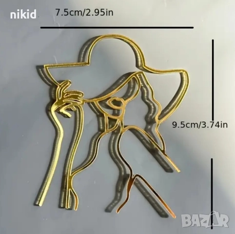 6 вида Абстрактно лице Абстракт контур златист страничен топер украса за торта декор, снимка 4 - Други - 52894485