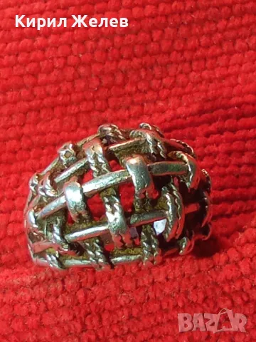 СТАР АЖУРЕН СРЕБЪРЕН ПРЪСТЕН СРЕБРО ВИСОКА ПРОБА с ИНИЦИАЛИ на МАЙСТОРА БП РЪЧНА РЕТРО РАБОТА 49966, снимка 15 - Антикварни и старинни предмети - 49274757