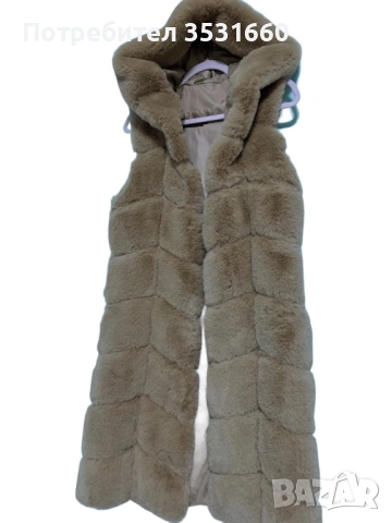 Дамски дълъг пухкав елек