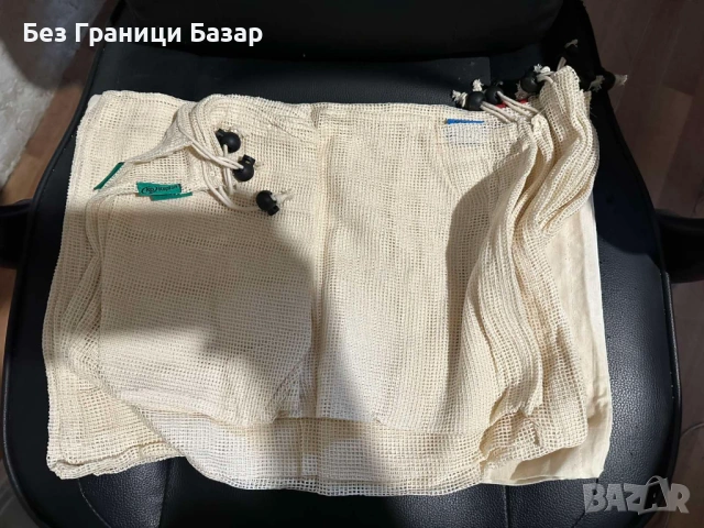 Нови Мрежести торбички за плодове и зеленчуци с връзки – комплект 7 броя