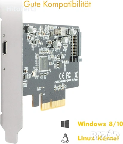 Разширителна карта ICY BOX USB 3.2 PCIe с USB-C 3.2 Gen 2×2 порт (20 Gbps), съвместима с Windows, но, снимка 2 - Други - 54155961