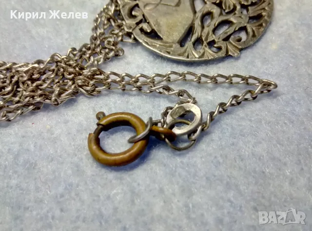 СТАРИНЕН ФЛОРАЛЕН СРЕБЪРЕН МЕДАЛЬОН с БУКВА Д със СРЕБЪРНА ВЕРИЖКА СРЕБРО 950 ЗАКОПЧАЛКА БРОНЗ 30012, снимка 7 - Антикварни и старинни предмети - 49866110