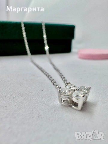 Сребърно колие с мойсанит (диамант) , снимка 8 - Колиета, медальони, синджири - 51533767