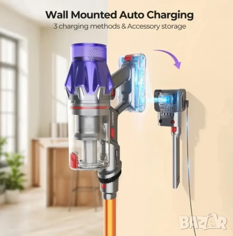 Безжична Вертикална Прахосмукачка Laresar V7, 55000Pa, LED Дисплей и Батерия - 60мин Работа 20000mAh, снимка 8 - Прахосмукачки - 51414345