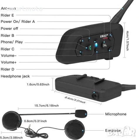 EJEAS V6C блутуд интерком за рефери, снимка 2 - Аксесоари и консумативи - 46929376