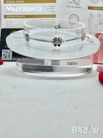 Сребърна гривна с мойсанит (диамант) 0.5 карата, снимка 8 - Гривни - 53306163