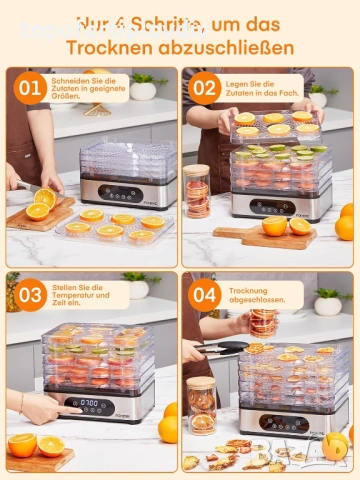 Дехидрататор за плодове и зеленчуци FOHERE, Гаранция, снимка 4 - Други - 53645830