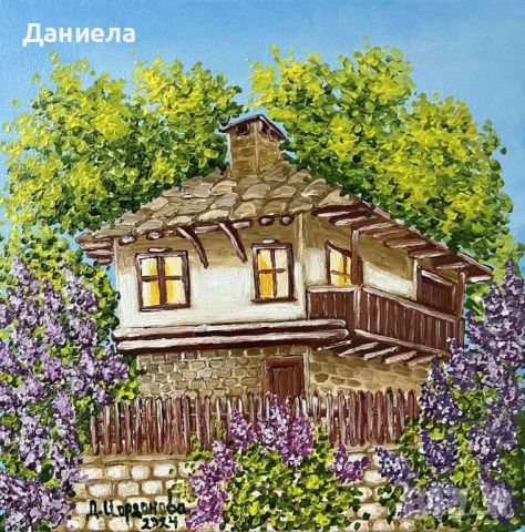 "Пролет в Боженци", авторска картина с маслени бои, снимка 2 - Картини - 45305675