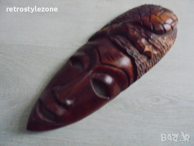 № 8313 Стара дървена маска / пано – ръчна изработка , снимка 3 - Други ценни предмети - 51630875