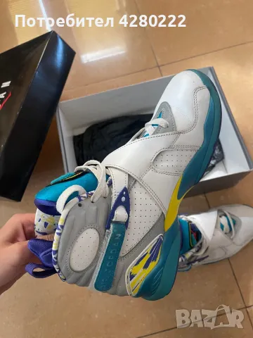 Air Jordan 8 Retro White Aqua, снимка 2 - Маратонки - 47802568