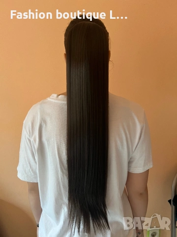 Тъмно кестенява коса на екстеншън тип конска опашка 60 грама 100 сантиметра може да се къдри ❤️❤️❤️❤