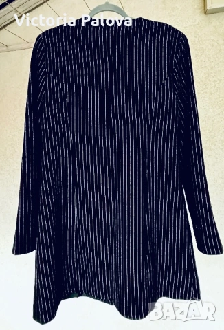 Модерно удължено сако без ревер KUSI COLLECTION с фини блестящи райета, снимка 16 - Сака - 53194455