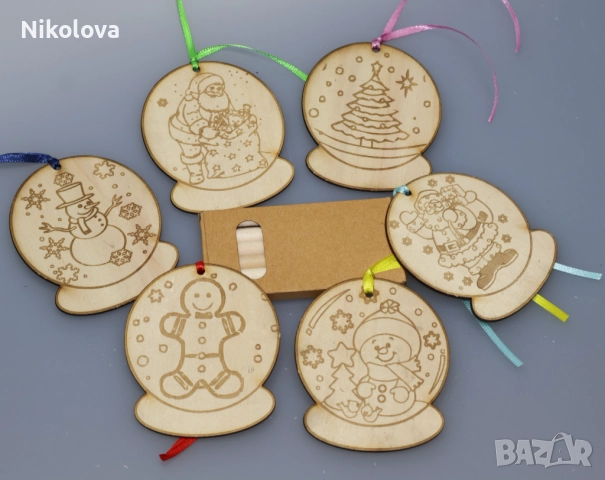 Сет от 6 коледни фигурки за оцветяване с цветни моливи – творчески комплект