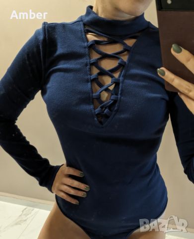 Боди в син цвят, Високо качество!, снимка 1 - Блузи с дълъг ръкав и пуловери - 46330840
