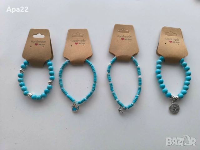 Гривни тюркоаз с морска висулка