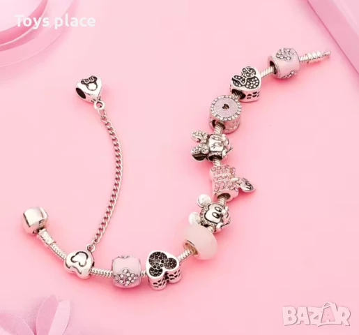 Гривна тип Пандора с Дисни Талисмани Disney Мини Маус, Стич, снимка 4 - Гривни - 51061296