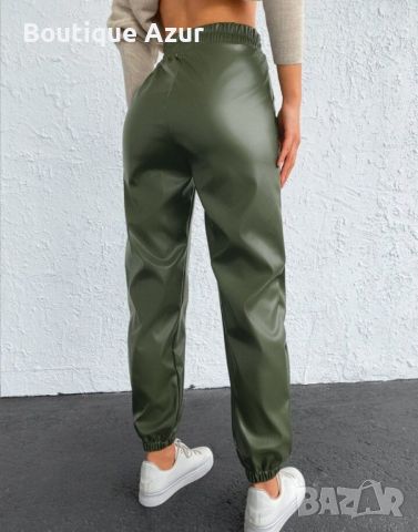 дамски кожен панталон зелен