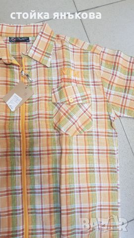 Продавам интересна мъжка риза жълто каре с цип, снимка 2 - Ризи - 45543673