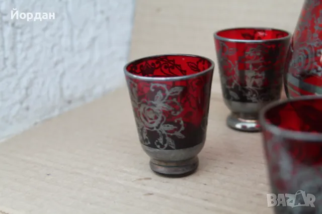 Старо шише за алкохол рисувано със сребро, снимка 7 - Антикварни и старинни предмети - 49713620