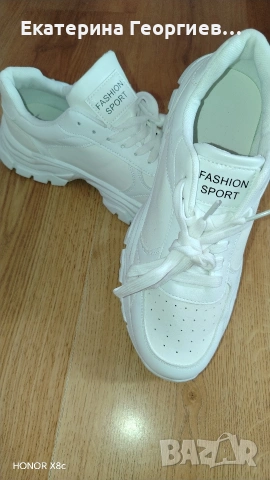 Бели дамски Маратонки, снимка 5 - Маратонки - 54290017