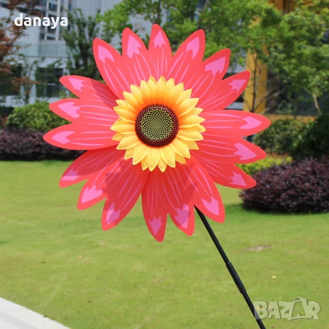 5947 Градинска вятърна въртележка Голямо цвете със слънчоглед, 70 см, снимка 6 - Градински мебели, декорация  - 50733867