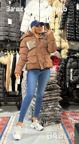 The North Face Gucci Дамско Кафяво Зимно Яке Дъ Норт Фейс Гучи Код A967, снимка 2 - Якета - 52095492