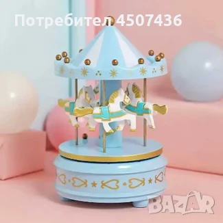 Луксозна музикална кутия с въртележка 4 коня, снимка 5 - Декорация за дома - 50840762