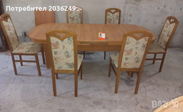 Комплект масивна разтегателна маса с 6 стола, снимка 4 - Маси - 52944665