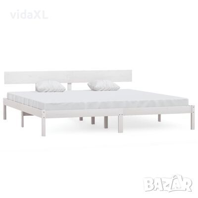 vidaXL Рамка за легло, бяла, бор масив, 180x200 cм, Super King(SKU:810098