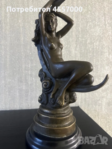 Антикварна бронзова скулптура „Арт Нуво“ – подпис Pierre Roche (30 см)