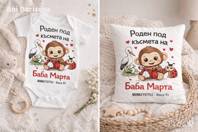 Бебешко боди за Баба Марта – сладък подарък 👶🌸, снимка 5 - Бодита за бебе - 53570423