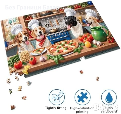 Нов Пъзел 1000 части за възрастни кучешка кухня декорация стена забавление игра, снимка 2 - Пъзели - 54077367