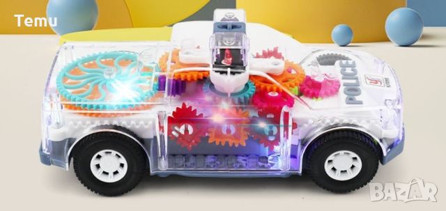 Музикална и светеща, прозрачна, полицейска кола играчка за деца, снимка 7 - Коли, камиони, мотори, писти - 46452215