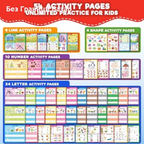 Нов Образователен комплект 3 Детски книги за писане и изтриване 3-6 години с маркери многократни, снимка 4 - Образователни игри - 54211502