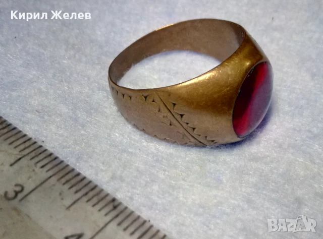 СТАРИНЕН КЛАСИЧЕСКИ КАТАЛИНЕН МЕДЕН ПРЪСТЕН СТИЛНО РЪЧНО ОРНАМЕНТИРАН РЯДКО РЕТРО БИЖУ 41174, снимка 4 - Антикварни и старинни предмети - 50528655