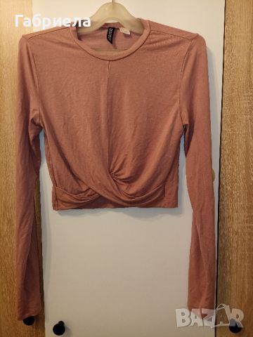 Кроп топ блузка с дълъг ръкав H&M, снимка 1 - Блузи с дълъг ръкав и пуловери - 45529561