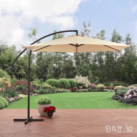 Градински Чадър с Регулируем Ъгъл и UV Защита – Ø300 см, 8 Ребра, снимка 3 - Градински мебели, декорация  - 51206161